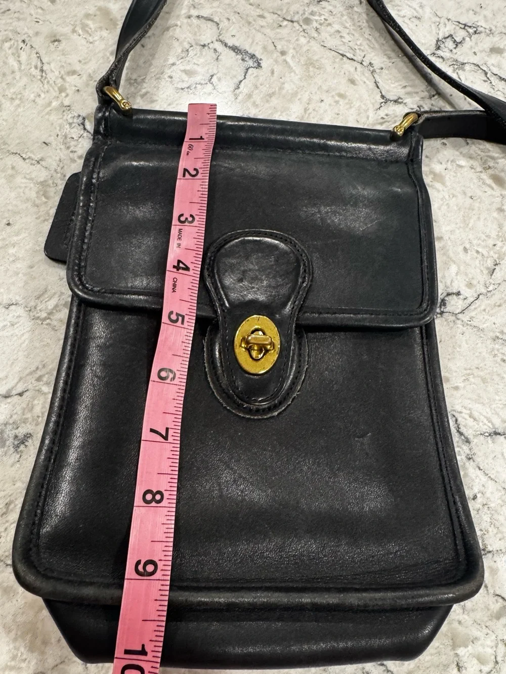 Coach Vintage Murphy Crossbody Bag 9930 Black Leather Brass Hardware